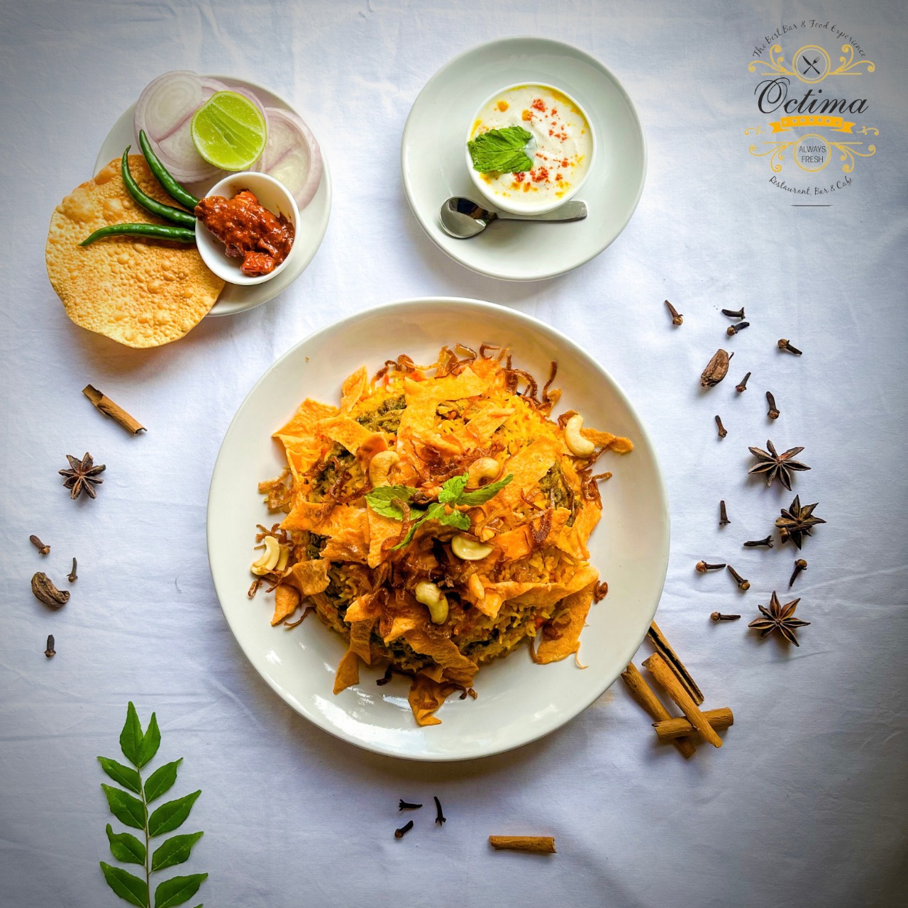 Gourmet dish prepared fresh at Octima Restaurant, Bar & Cafe